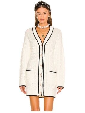 ASSIGNMENT REVOLVE Julienne Cable Knit Dress in Ivory & Black Size Small VGUC